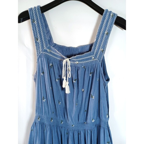 Old Navy Tiered Maxi Dress Large Tall Embroidered Cottage Boho Western Beachy - Picture 3 of 10